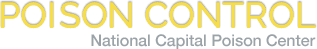 Poison Control logo featuring the text 'POISON CONTROL' in yellow and 'National Capital Poison Center' below, representing the National Capital Poison Center.