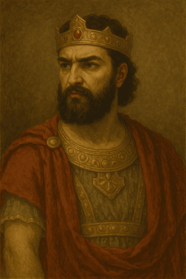 Oil painting of Artaxerxes III of Persia, a powerful Achaemenid king who died by confirmed poisoning in 338 BCE.