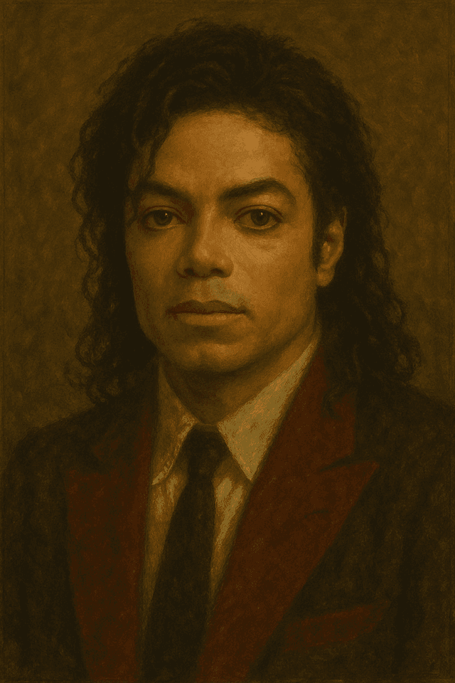 Oil painting of Michael Jackson, legendary pop icon, who died in 2009 from acute propofol and benzodiazepine poisoning under a physician’s care.