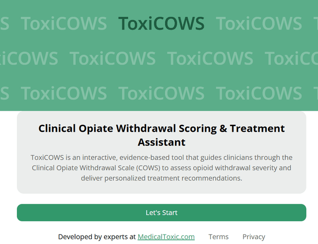 ToxiCOWS: Instant Clinical Opioid Withdrawal Scoring (COWS)