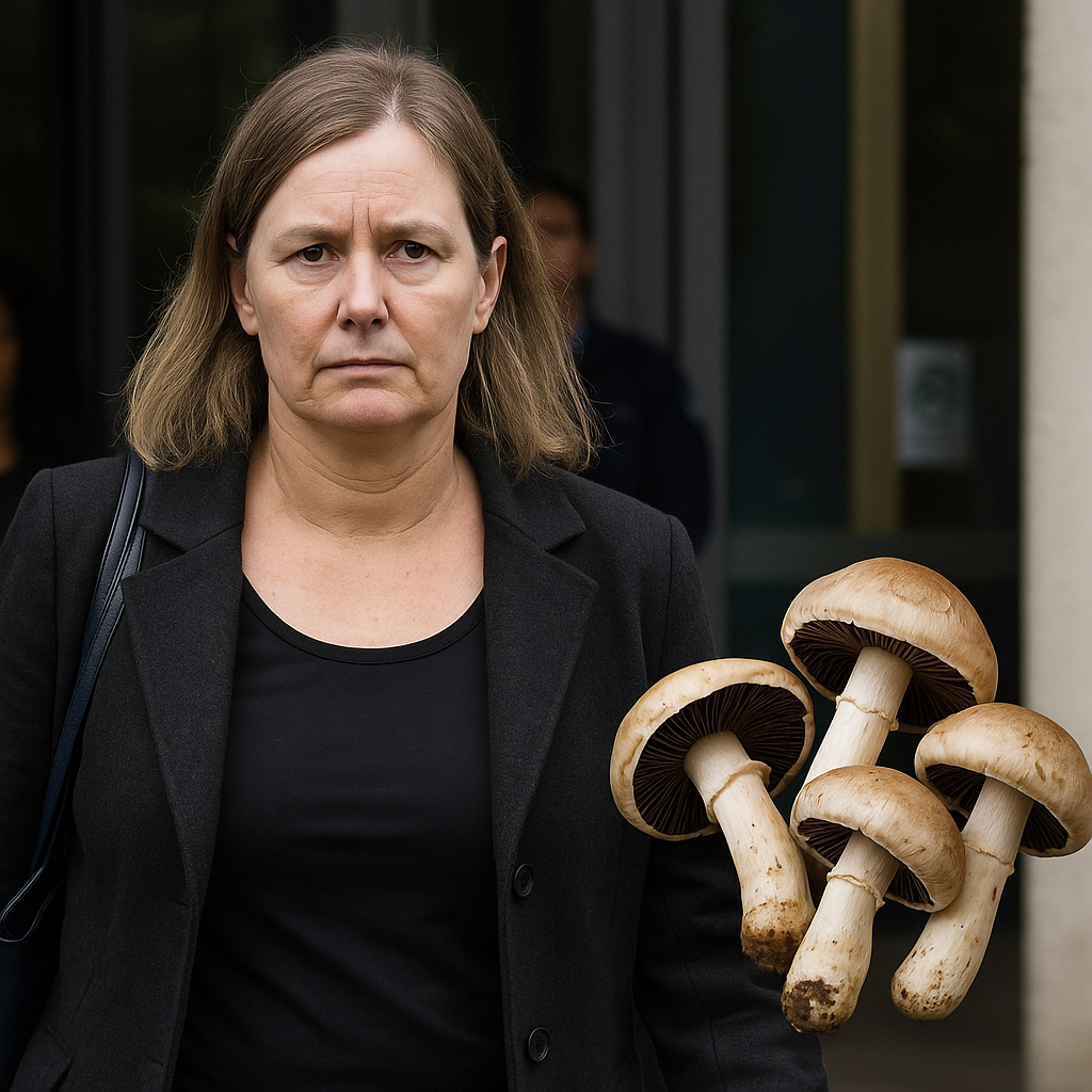 Erin Patterson leaving Australian courthouse after conviction in fatal mushroom poisoning case involving beef Wellington and three family deaths in Leongatha