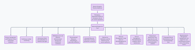 Flowchart illustrating Severe Clozapine Toxicity Guidelines, including emergency department referral, advanced supportive care, airway management and protection, cardiac monitoring, intravenous fluids, CNS depression and seizures management, extracorporeal measures, activated charcoal, mechanical ventilation and ICU monitoring, delirium management, seizure management, temperature monitoring, prolonged clinical manifestations, and agranulocytosis management.